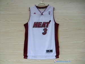 Maillot NBA Pas Cher Miami Heat Dwyane Wade 3 Blanc Rouge