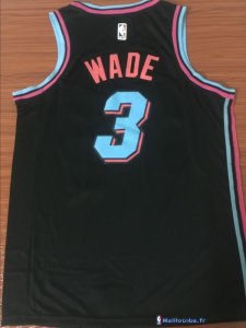 Maillot NBA Pas Cher Miami Heat Dwyane Wade 3 Nike Noir Ville 2017/18