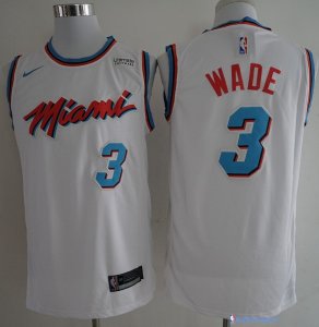 Maillot NBA Pas Cher Miami Heat Dwyane Wade 3 Blanc Ville 2017/18