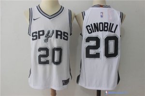 Maillot NBA Pas Cher San Antonio Spurs Manu Ginóbili 20 Blanc Association 2017/18