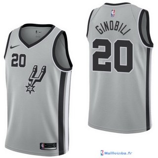 Maillot NBA Pas Cher San Antonio Spurs Manu Ginóbili 20 Gris Statement 2017/18