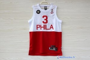 Maillot NBA Pas Cher Philadelphia Sixers Allen Iverson 3 Retro Blanc Rouge