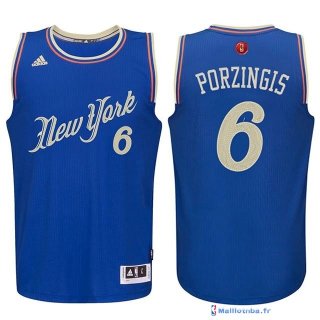 Maillot NBA Pas Cher Noël New York Knicks Porzingis 6 Bleu