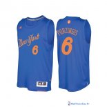 Maillot NBA Pas Cher Noël New York Knicks Kristaps Porzingis 6 Bleu