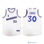 Maillot NBA Pas Cher Golden State Warriors Stephen Curry 30 Retro Blanc Bleu