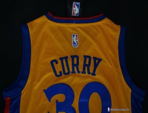 Maillot NBA Pas Cher Golden State Warriors Stephen Curry 30 Jaune Ville 2017/18