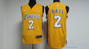 Maillot NBA Pas Cher Los Angeles Lakers Lonzo Ball 2 Jaune Icon 2017/18