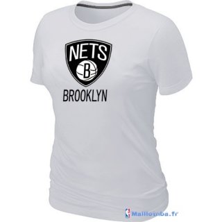 T-Shirt NBA Pas Cher Femme Brooklyn Nets Blanc