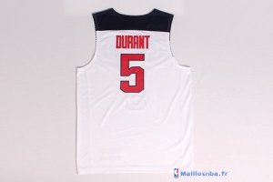 Maillot NBA Pas Cher USA 2014 Durant 5 Blanc