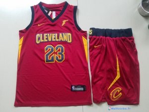 Maillot NBA Pas Cher Cleveland Cavaliers Junior LeBron James 23 Ensemble Complet Rouge 2017/18
