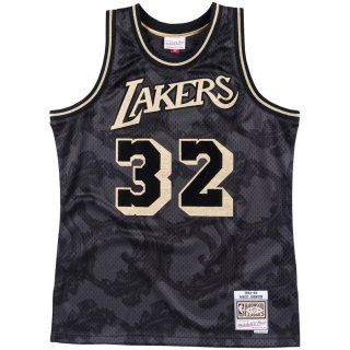 Los Angeles Lakers Magic Johnson Mitchell & Ness Black 1984-85 Hardwood Classics Toile Swingman Jersey