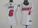 Maillot NBA Pas Cher Miami Heat Femme LeBron James 6 Blanc