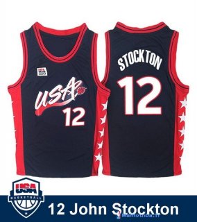 Maillot NBA Pas Cher USA 1996 John Stockton 12 Noir