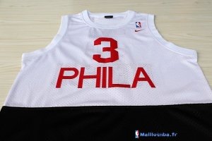 Maillot NBA Pas Cher Philadelphia Sixers Allen Iverson 3 Retro Blanc Noir