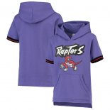 Toronto Raptors Mitchell & Ness Purple Hardwood Classics French Terry Short Sleeve Pullover Hoodie
