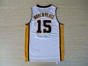 Maillot NBA Pas Cher Los Angeles Lakers Metta World 15 Peace Blanc