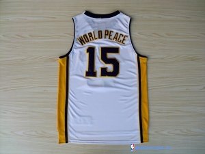 Maillot NBA Pas Cher Los Angeles Lakers Metta World 15 Peace Blanc