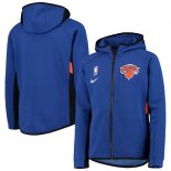 New York Knicks Nike Blue Team Logo Showtime Performance Raglan Full-Zip Hoodie