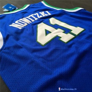 Maillot NBA Pas Cher Dallas Mavericks Dirk Nowitzki 41 Retro Bleu