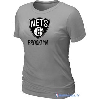 T-Shirt NBA Pas Cher Femme Brooklyn Nets Gris