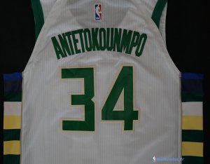 Maillot NBA Pas Cher Milwaukee Bucks Giannis Antetokounmpo 34 Blanc 2017/18