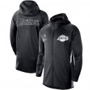 Los Angeles Lakers Nike Heathered Black Authentic Showtime Therma Flex Performance Full-Zip Hoodie