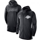 Los Angeles Lakers Nike Heathered Black Authentic Showtime Therma Flex Performance Full-Zip Hoodie