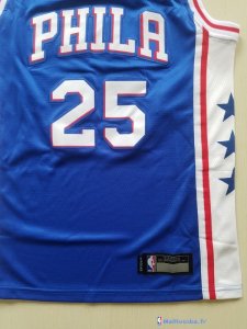 Maillot NBA Pas Cher Philadelphia Sixers Junior Ben Simmons 25 Bleu Icon 2017/18