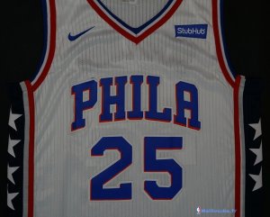 Maillot NBA Pas Cher Philadelphia Sixers Ben Simmons 25 Blanc 2017/18