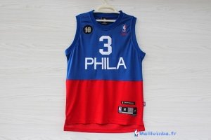 Maillot NBA Pas Cher Philadelphia Sixers Allen Iverson 3 Retro Bleu Rouge