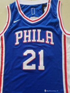 Maillot NBA Pas Cher Philadelphia Sixers Junior Joel Embiid 21 Bleu Icon 2017/18