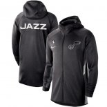 Utah Jazz Nike Heather Black Authentic Showtime Therma Flex Performance Full-Zip Hoodie