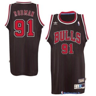 Maillot NBA Pas Cher Chicago Bulls Dennis Rodman 91 Noir Bande