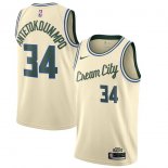 Milwaukee Bucks Giannis Antetokounmpo Nike Cream 2019/20 Finished Swingman Jersey – City Edition