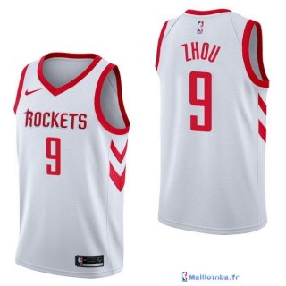 Maillot NBA Pas Cher Houston Rockets Zhou Qi 9 Blanc Association 2017/18