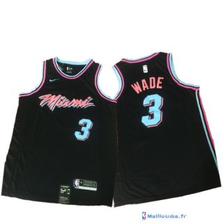 Maillot NBA Pas Cher Miami Heat Dwyane Wade 3 Nike Noir Ville 2017/18