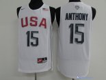 Maillot NBA Pas Cher USA 2016 Carmelo Anthony 15 Blanc