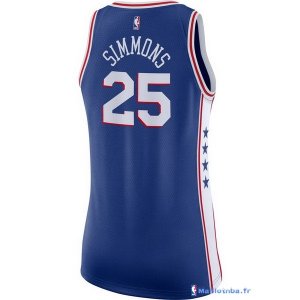 Maillot NBA Pas Cher Philadelphia Sixers Femme Ben Simmons 25 Bleu Icon 2017/18