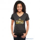 T-Shirt NBA Pas Cher Femme Los Angeles Clippers Noir Or