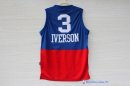 Maillot NBA Pas Cher Philadelphia Sixers Allen Iverson 3 Retro Bleu Rouge