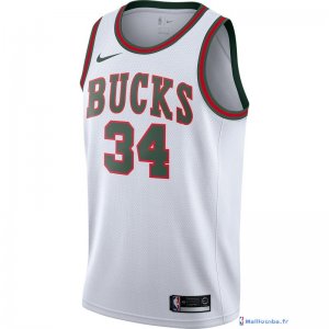 Maillot NBA Pas Cher Milwaukee Bucks Giannis Antetokounmpo 34 Retro Blanc 2017/18