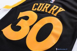 Maillot NBA Pas Cher Golden State Warriors Stephen Curry 30 Noir Blanc Jaune
