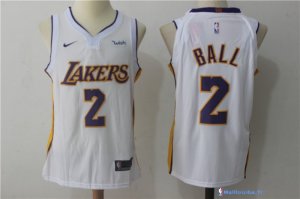 Maillot NBA Pas Cher Los Angeles Lakers Lonzo Ball 2 Blanc 2017/18