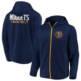 Denver Nuggets Fanatics Branded Navy Iconic Defender Mission Performance Primary Logo Full-Zip Hoodie