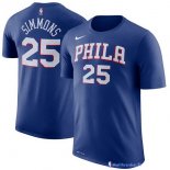 Maillot Manche Courte Philadelphia Sixers Ben Simmons 25 Bleu 2017/18