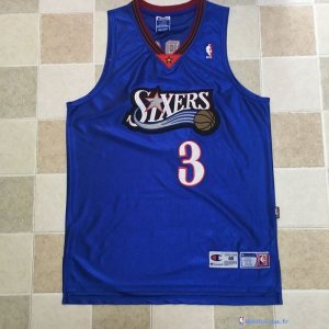 Maillot NBA Pas Cher Philadelphia Sixers Allen Iverson 3 Bleu 2017/18