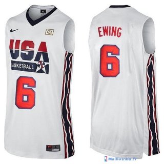 Maillot NBA Pas Cher USA 1992 Patrick Ewing 6 Blanc