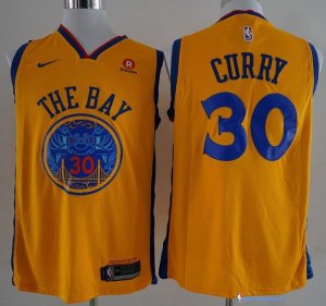 Maillot NBA Pas Cher Golden State Warriors Stephen Curry 30 Jaune Ville 2017/18