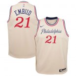 Philadelphia 76ers Joel Embiid Nike Cream Swingman Jersey Jersey – City Edition