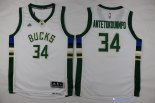 Maillot NBA Pas Cher Milwaukee Bucks Junior Giannis Antetokounmpo 34 Blanc